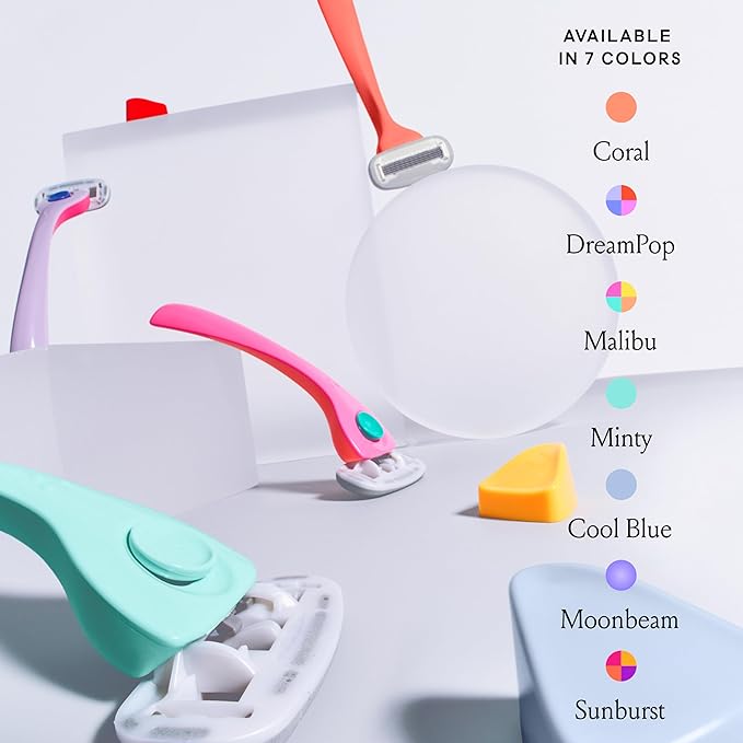 Billie Razors for Women Shave Kit – Women’s Razor + 4 x 5-Blade Razor Refills + Magnetic Holder – Coral-Velvo Beauty