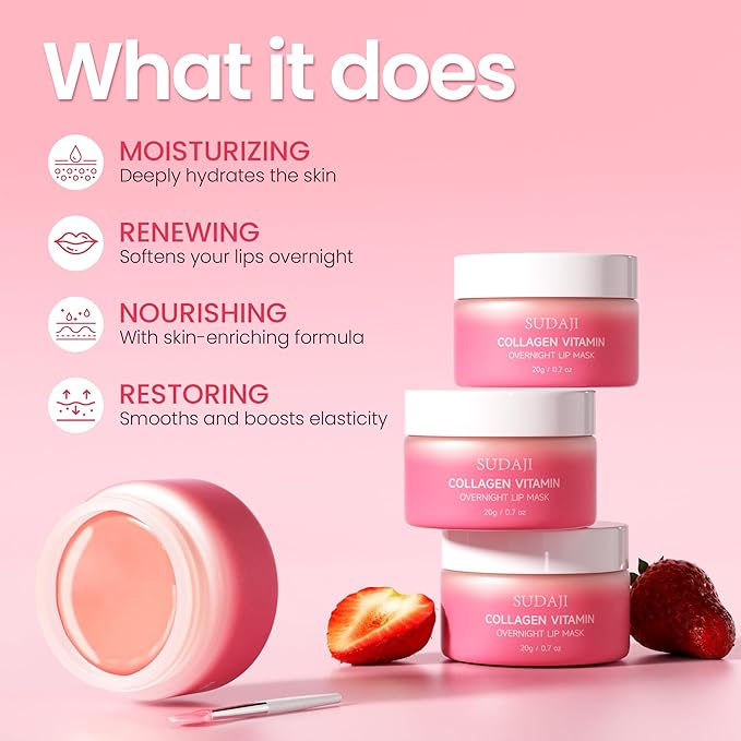 Lip Mask, Collagen Hydrating Lip Balm, Overnight Moisture Lip Butter with Hyaluronic Acid & Aloe Vera, Sleeping Nourishing Lip Butter Balm-Velvo Beauty