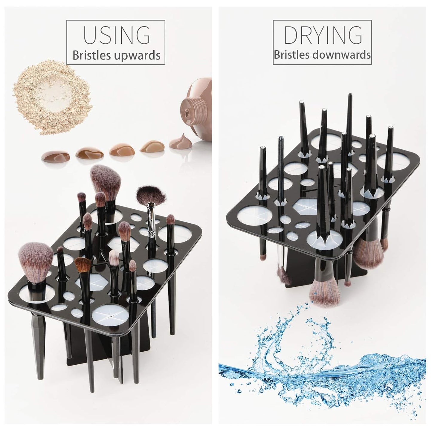 Makeup Brushes Drying Rack, Brushes Dryer, Collapsible 28 Slot Acrylic Brush Holder Stand Tree Tray Support Display for Makeup Artist Acrylic Nail Brushes Makeup Lovers-Velvo Beauty