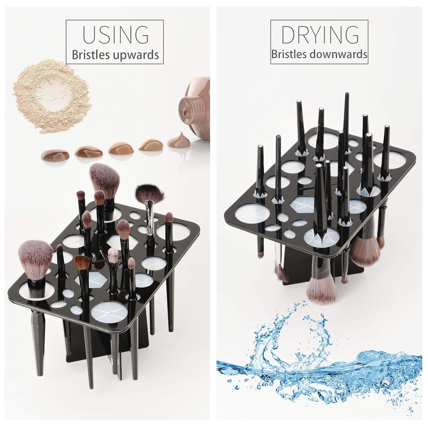 Makeup Brushes Drying Rack, Brushes Dryer, Collapsible 28 Slot Acrylic Brush Holder Stand Tree Tray Support Display for Makeup Artist Acrylic Nail Brushes Makeup Lovers-Velvo Beauty