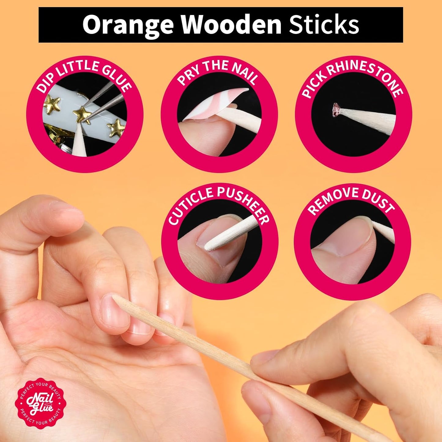 Teenitor Pink Nail Glue, 10 Pack Brush On, Strong for Press Ons & Acrylic Nails, Water Resistant, Fast Drying, No Lamp Needed-Velvo Beauty