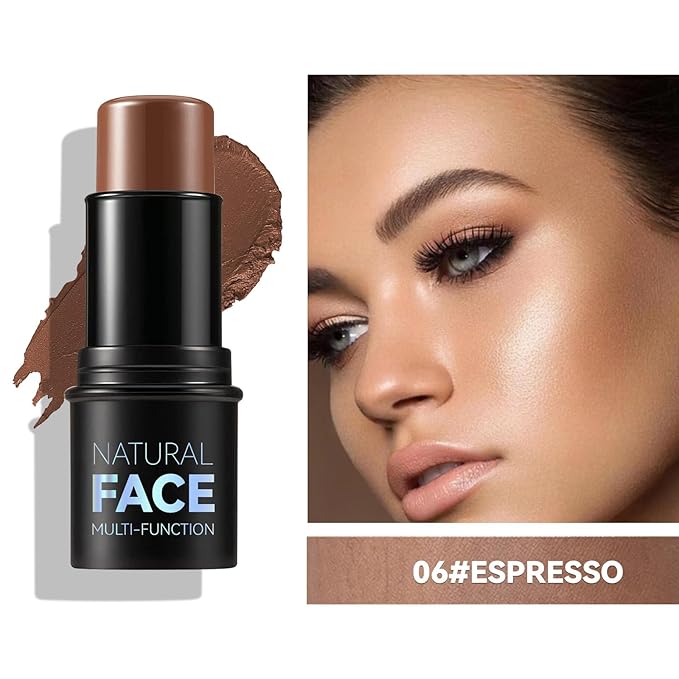 3pcs Face Contour Stick Makeup Set, Highlighter Stick Blush Stick Cream Contour Kit with Brush, Contouring Stick for Fair Skin, Concealer Makeup Stick Gift for Beginner Women Teen Girls-Velvo Beauty