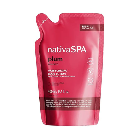 Nativa SPA by O Boticário, Plum Moisturizing Body Lotion Refill Pack, Fragranced Moisturizer Enriched with Purified Quinoa Drops to Boost Hydration, 13.5 Ounce-Velvo Beauty