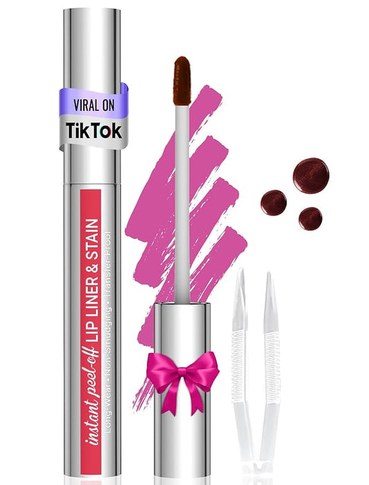 Lip Stain - Lip Liner Stain, Long Lasting Peel Off Lip Stain, Natural Peel Off Lip Liner Stain with Tweezer, Easy to Use, Waterproof, Smudge-proof, Transfer-proof, Plumped-Velvo Beauty