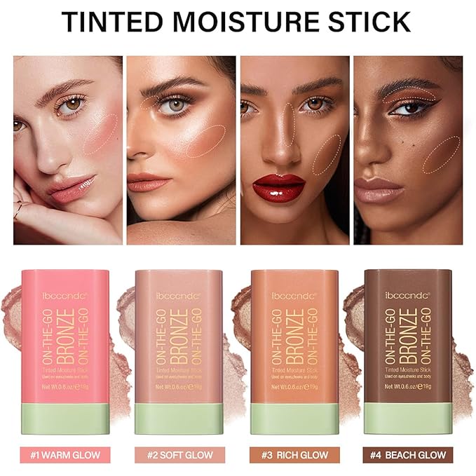 On-The-Go Bronzer Stick,Multi-Use Cream Contour Stick,Natural Long Lasting Face Bronzer,Smooth Highlighter Contour Stick,Bronze Contour Makeup Facial Shaping,01 Warm Glow-Velvo Beauty
