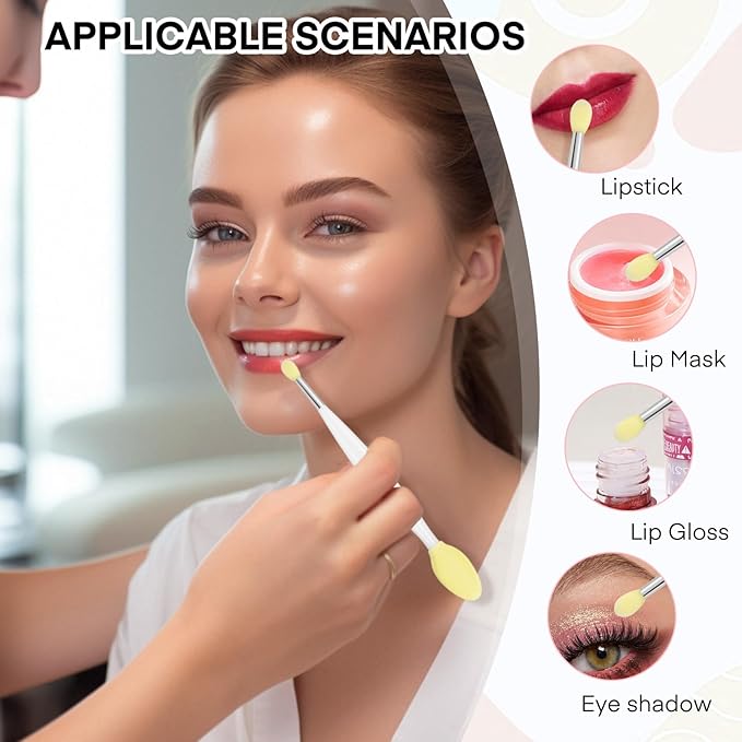Unaone Lip Scrub Brush - 3 PCS Dual-ended Lip Scrubber Exfoliator and Silicone Lip Brush, 3-in-1 Silicone Lip Scrub Tool Lip Mask Applicator, Gentle Exfoliator & Applicator for Soft-Velvo Beauty