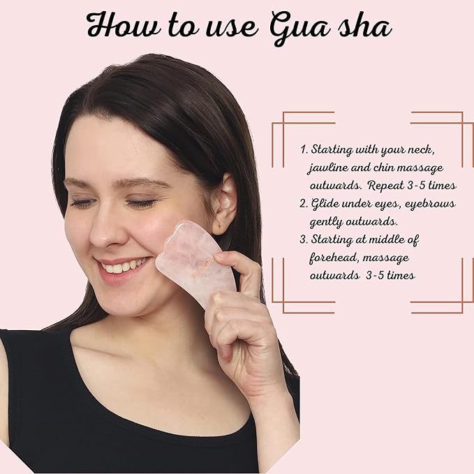 Rose Quartz Roller and Gua sha Set | Reduces Wrinkles, Fine lines and Dark Circles | Pink Jade Roller | Anti-aging Massager for Skin Toning and Tightening for Face, Eyes, Neck-Velvo Beauty