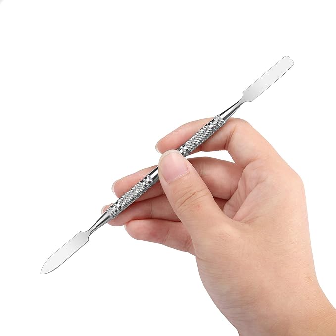 5Pcs Makeup Spatula tool metal Set Professional Beauty Stainless Steel Cosmetics Mixer Long Metal Spatula Depotting Mixing Tool (#2)-Velvo Beauty