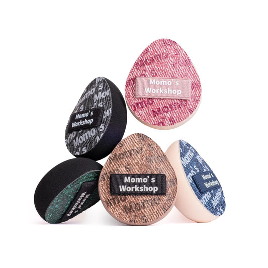 Mini Denim Makeup Sponge Set, Multi-Use Mini Makeup Blenders Sponge for Liquid/Cream/Concealer/Blush/Highlighter, Perfect for Detail Work & Travel,5PCS Mini Concealer Puffs with Storage Case-Velvo Beauty