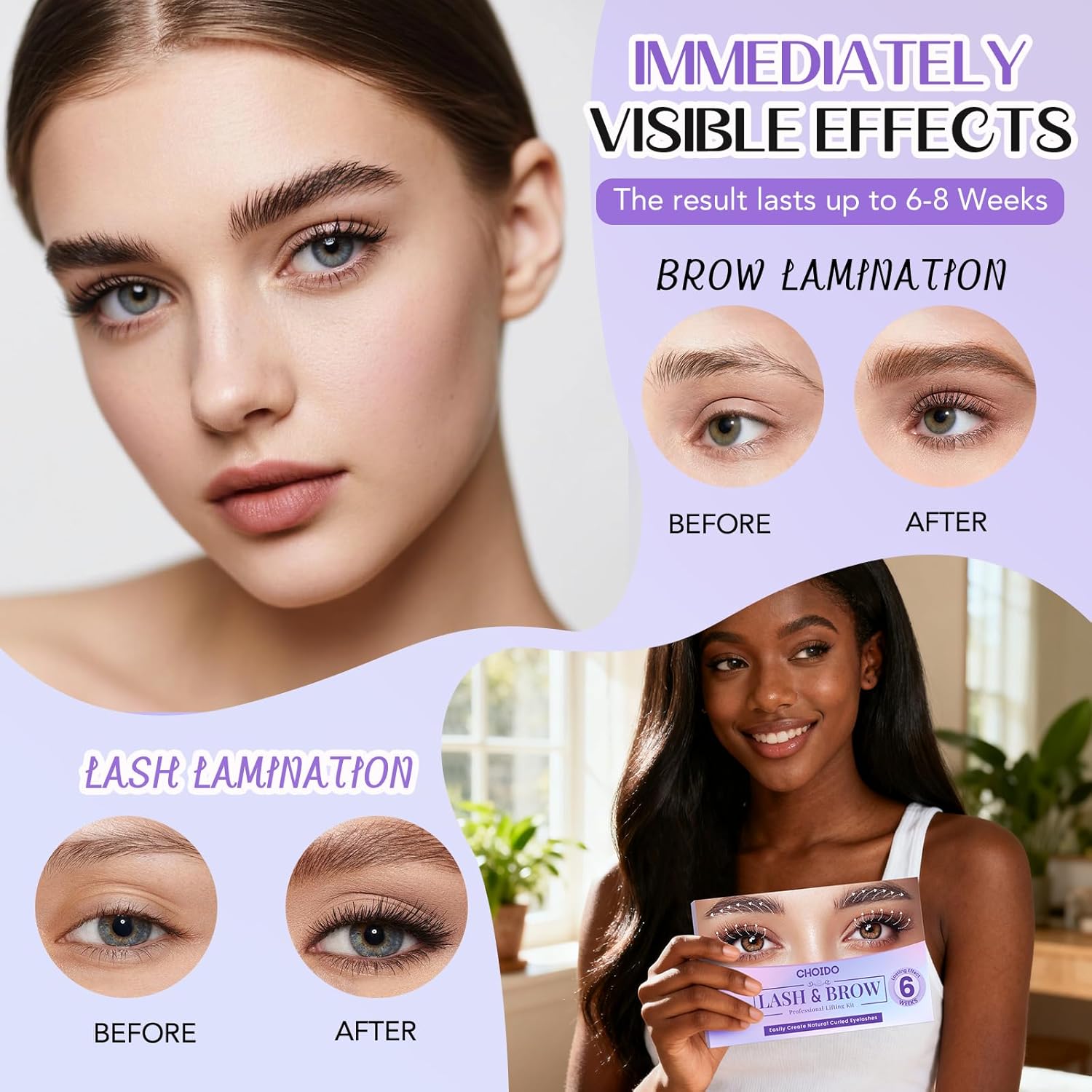 Lash Lift Kit - Eyelash Perm Kit - Eyebrow Lamination Kit, 2 in 1 Professional Eyelash Curling Lash Extension & Eyebrow Lift Kit, Eyelash Lift Kit Easy to Use for Salon & DIY Home Use, Lasts 6-8 Weeks-Velvo Beauty