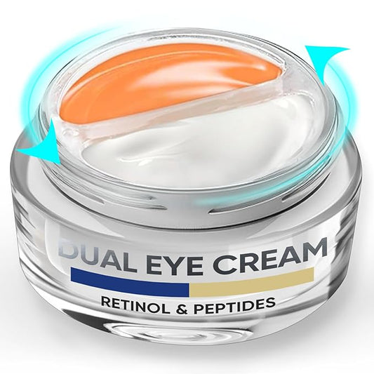 Eye Cream, Dual Eye Cream Anti Aging with Advanced Retinol and Peptides, Under Eye Cream for Dark Circles, Fine Lines, Puffiness and Bags Under Eyes-Velvo Beauty