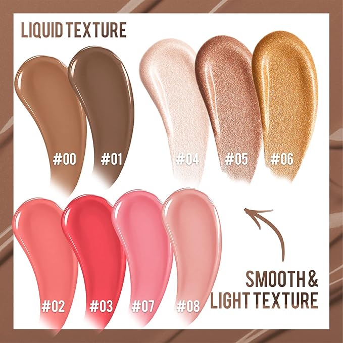 Liquid Highlighter Beauty Wand, Cream Liquid Highlighter Stick with Cushion Applicator, Lightweight Blendable, Long Lasting Silky Cream Highlighter Stick | 5# Highlight Rose Gold-Velvo Beauty
