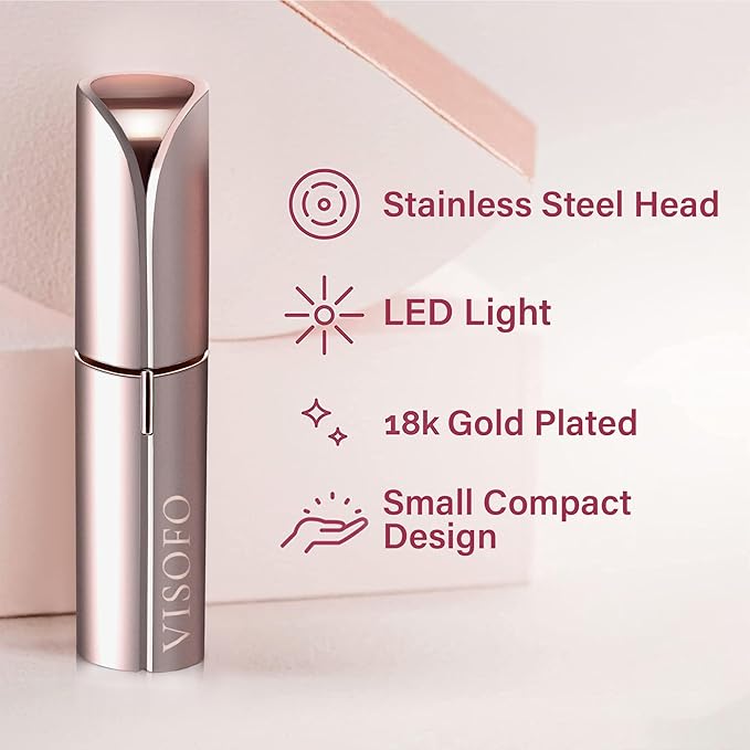 Facial Hair Removal for Women | Electric Razor Device Small Mustache Dermaplaning Remover Tools Tweezers Epilator Trimmer Face Dermaplane Shavers Beauty Gadgets Set Accessories by VISOFO (Andalusite)-Velvo Beauty