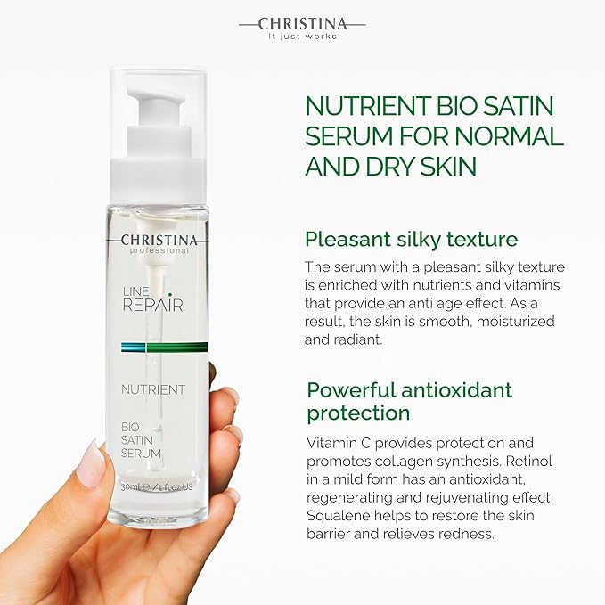 Christina Line Repair Bio Satin Vitamin C Serum for Face | Deeply Nourished Radiant Skin | Vitamin-Rich Protection | Retinol Revitalization Face Serum | For Sensitive, Normal, and Dry Skin 30ml-Velvo Beauty