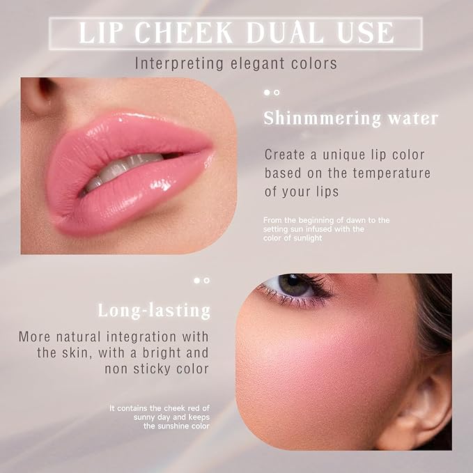 2PCS Color Changing Blush Stick for Cheeks Makeup,Clear Blush PH Temperature Change Magic Pink Cream Blusher Waterproof Multi-Use Lips and Face Tint,Matte Finish Natural Lightweight Jelly-Velvo Beauty
