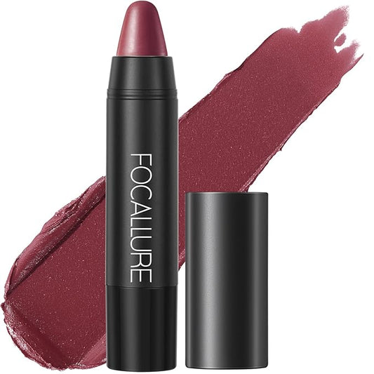 FOCALLURE Ultra Chic Matte Lipstick,Rich Vitamin E Lip Crayon,Lightweight Matte Color without Drying or Fading,Long Lasting Waterproof Lips Makeup,STUDDED KISS-Velvo Beauty