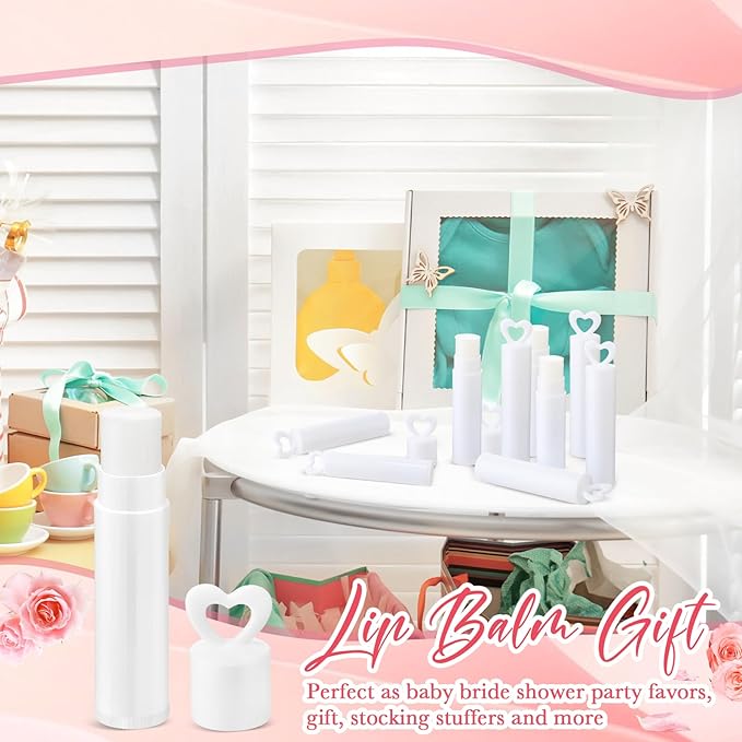 100 Pcs Lip Balm Bulk Heart Shape Lip Balm Jasmine Scented Beeswax Lip Balm Moisturizing Lip Balm Add Your Own Labels for Teacher Baby Shower Coworkers Friend Gift-Velvo Beauty