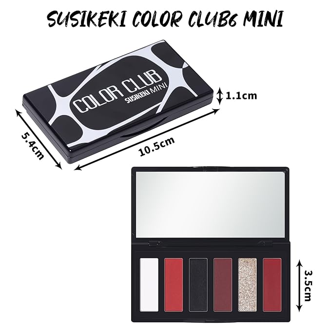 Red Eyeshadow Palette with Mirror Sliver Red Black Tones Matte Shimmer 6 Colors Mini Eye Shadow Pallet Travel Size Highly Pigmented for Joker Vampire Clown Goth Halloween Christmas Makeup-Velvo Beauty