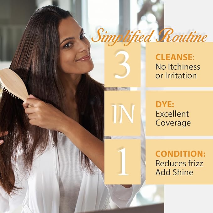 3-in-1 Hair Dye Shampoo Light Brown, Natural Hair Color Shampoo for Gray Hair, Hair Instant Dye Shampoo for Women & Men, Long-Lasting Shampoo Hair Dye Colors Hair in Minutes, Champu Para Canas, 500 Ml-Velvo Beauty