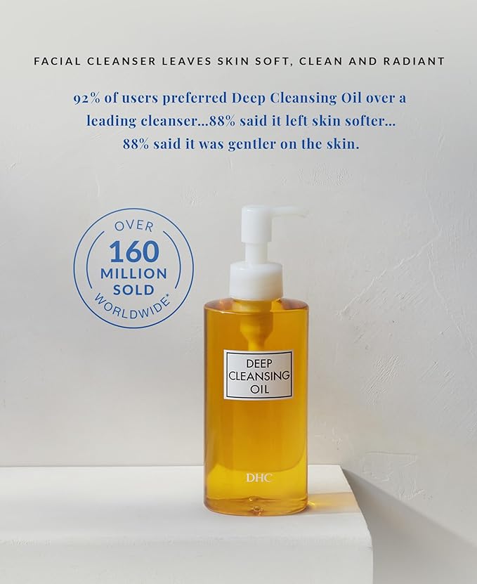 DHC Deep Cleansing Oil, Facial Cleansing Oil, Makeup Remover, Cleanses without Clogging Pores, Residue-Free, Fragrance and Colorant Free, All Skin Types, 6.7 fl. oz.-Velvo Beauty