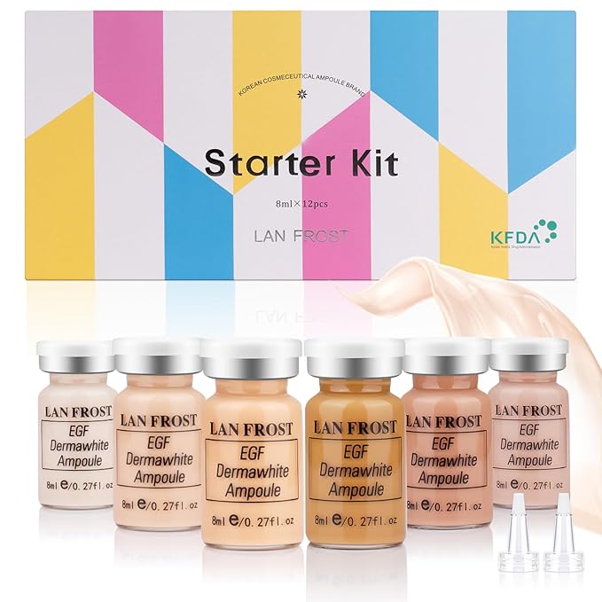BB Facial Glow Serum Starter Kit Hyaluronic Acid Essence Foundation Skin Care Kit 0.27oz 6 Vials, Combined With Niacinamide and Peptides To Brighten Skin Tone Anti-Aging Foundation 6-Color(Multicolo)-Velvo Beauty