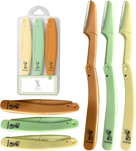 Eyebrow Razor - Premium Facial Hair Remover for Women, Smooth Dermaplaning Tool, Gentle & Safe, Stainless Steel, Compact Design for Travel & Daily Use (3-Pack)-Velvo Beauty