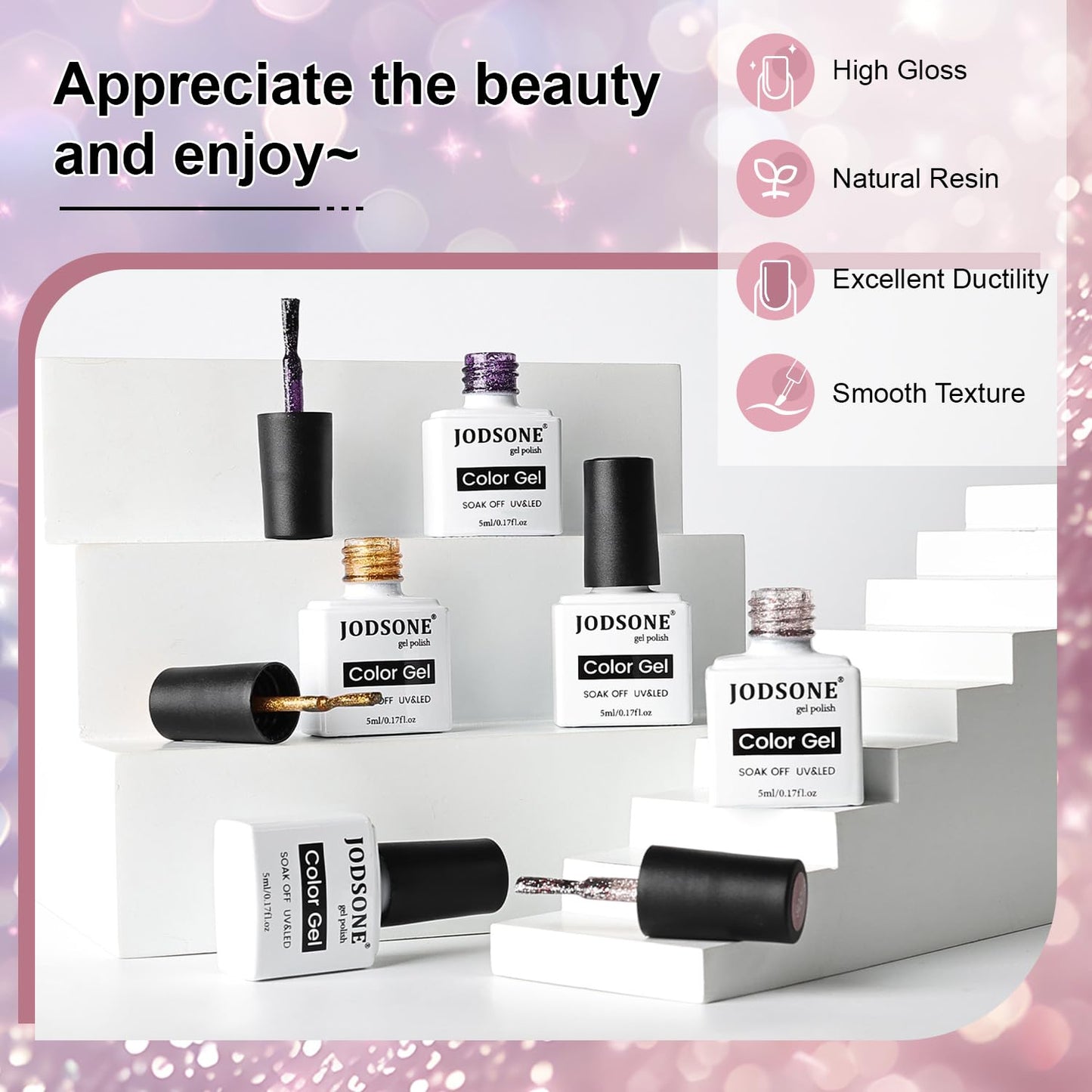 JODSONE 12 Bottles Gel Nail Polish Set with Base Coat and Top Coat Great Holiday Gift for Ladies and Girls-Velvo Beauty