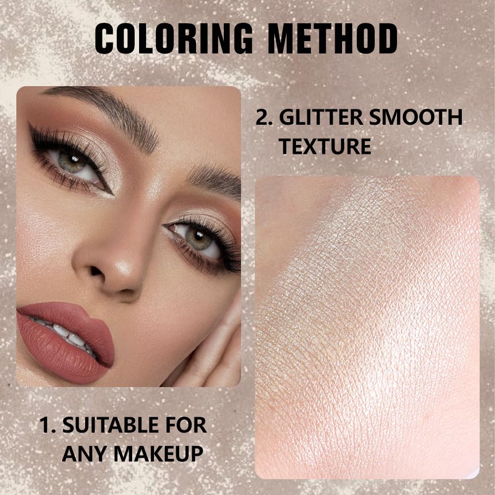 Light Nude Brown Shimmer Single Eyeshadow Makeup Palette, Natural Nude Brown Single Eye Shades, Creamy Pressed Powder for Easy Blending, Mini Travel Palette for Women, Everyday Eyeshadow Makeup-Velvo Beauty