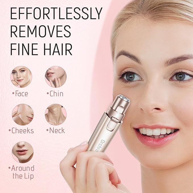 Rechargeable Facial Hair Remover for Women: 2-in-1 Device for Shaping Eyebrows and Removing Face Peach Fuzz(Rose Gold)-Velvo Beauty