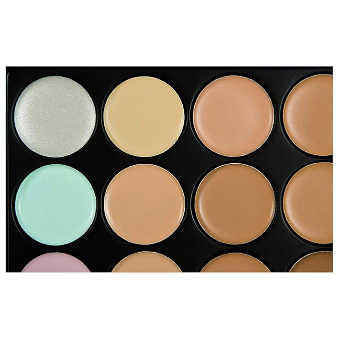 Concealer Palette, 15 Colors Makeup Palette Facial Camouflage Contour Palette with Sponge Puff Oval & Makeup Brush Beauty Make up Cream-Velvo Beauty