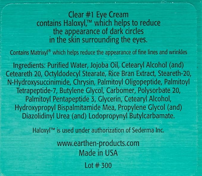 Earthen Clear Eye No.1 with Haloxyl Dark Circle Treatment, 5 Ounce-Velvo Beauty