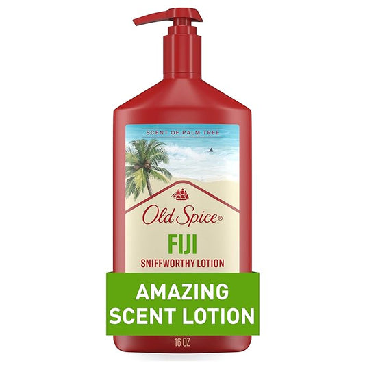 Old Spice Hand, Face & Body Lotion for Men, 24/7 Lightweight Moisturization with Amazing Scent, Instant Absorption, For All Skin Types, Fiji with Palm Tree Scent, 16 oz-Velvo Beauty
