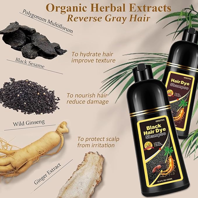 Dark Brown Hair Dye Shampoo for Gray Hair, 3-in-1 Color Shampoo Hair Dye for Women & Men, 100% Gray Hair Coverage, Instant Hair Coloring Shampoo in Minutes, Shampoo Tinte Para El Cabello, Easy to Use-Velvo Beauty