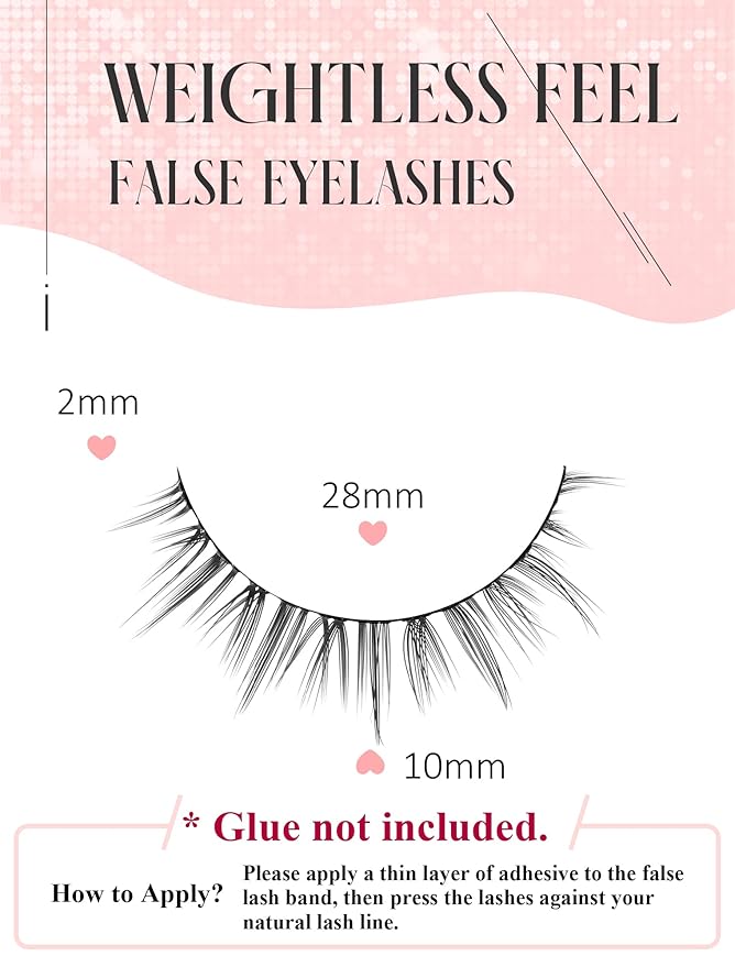 Natural Lashes Natural Eyelashes Short Eyelashes Natural Look False Eyelashes Wispy Eye Lashes Small Lashes Fake Lashes K17-Velvo Beauty