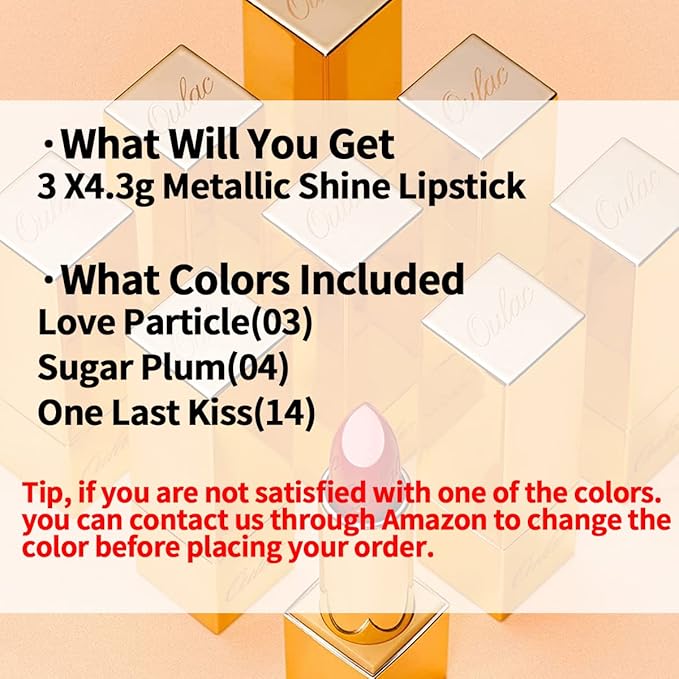 Oulac Metallic Lipstick Set- Dark Lipcolor with Moisturizing Formula, Vegan Beauty, Full-Coverage Lip Color, Christmas Gifts for Women, 4.3g X 3PCS-Velvo Beauty