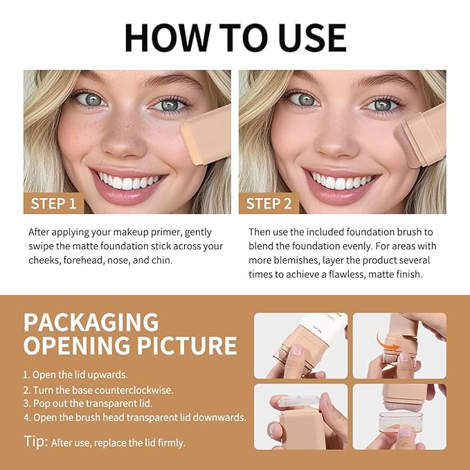 Beauty Balm Serum Boosted Skin Tint, Dual-Ended Eraser Foundation Stick with Brush, Full Coverage Cream Korean Makeup, Long-Lasting Stick for Smooth, Flawless Finish (#2 Nature)-Velvo Beauty