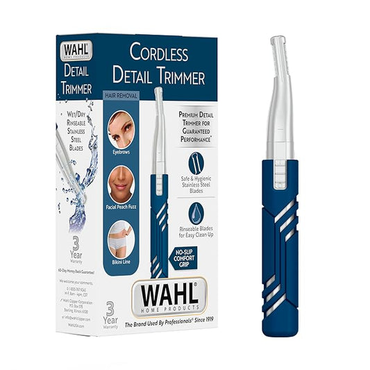 Wahl DualTech® Lithium Battery Dual Sided Eyebrow, Bikini, and Facial Hair Removal Trimmer for Women with Rubber Grip – Model 3026636-Velvo Beauty