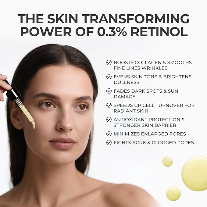 Retinol Serum for Face, Anti Aging Serum, Retinoid Collagen with Vitamin E Resurfacing Facial Rapid Fine Lines Repair, Brightening Pore Minimizer for Face Daily Skin Care Treatment 1oz-Velvo Beauty