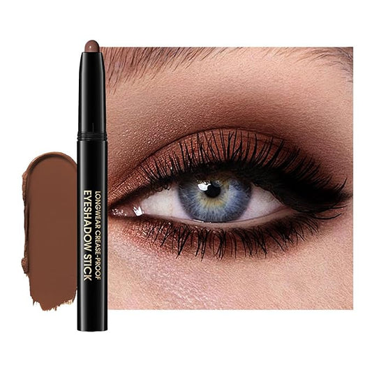 Eyeshadow Stick, Shimmer and Matte Cream Eye Shadow Brightener Sticks Eyeliner Pencil Crayon, Waterproof Long Lasting Eye Highlighter Stick Makeup,0.056 Oz(#2-Pecan)-Velvo Beauty