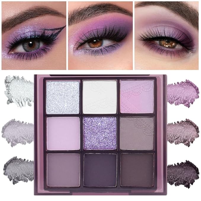 Purple Silver White Pink Tan Grape Matte Shimmer Eyeshadow Palette for Eye Makeup,High Pigmented Eye Shadow make up Powder Palet de sombras de ojos-Velvo Beauty