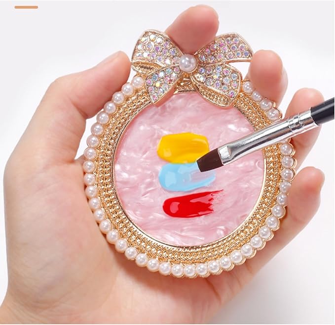 4Pcs Resin Nail Art Plalette Nail Polish Mixing Plate Gel Palette Manicure Tool for Nail Art Display (Pink Silver)-Velvo Beauty