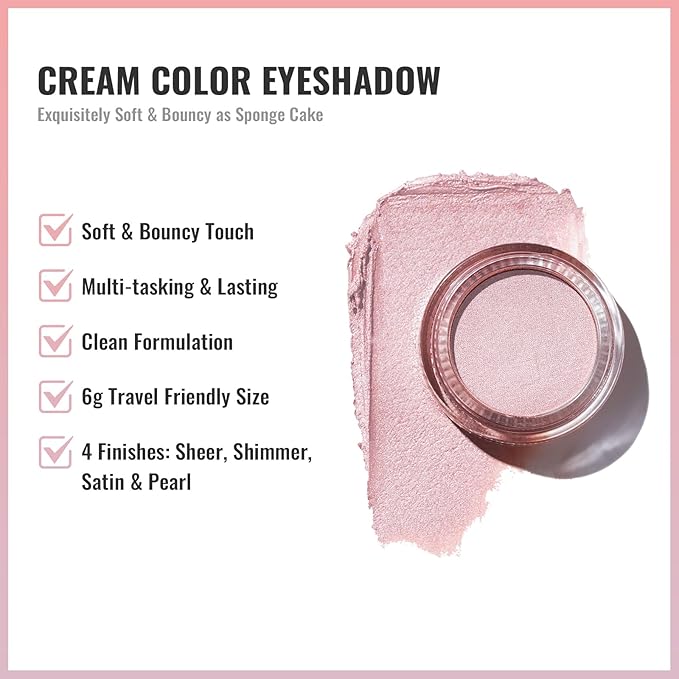 Oulac Nude Pearl Cream Eyeshadow also for Highlighter Shimmer Eye Shadow Waterproof&Long Lasting with Moisturizing Formula Blendable Shimmer Eye Make-up,Vegan & Cruelty-Free,6g, P03-Velvo Beauty