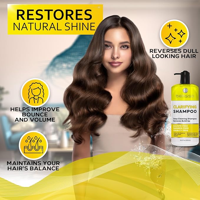 Clarifying Shampoo for Women and Men - Ideal for Oily Hair and Build Up - Gentle, Moisturizing Sulfate Free Formula - Safe for Color Treated, Curly Perms and Dry Scalps - Remove Chlorine for Swimmers-Velvo Beauty