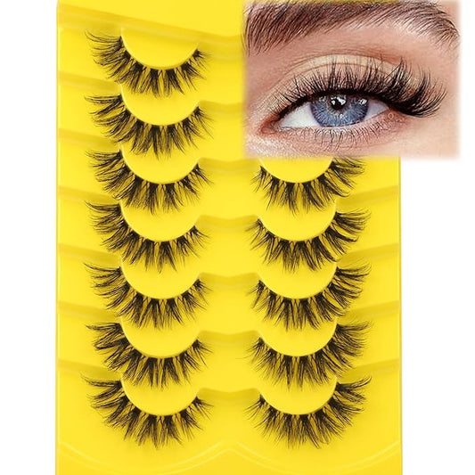 Lashes Natural Look False Eyelashes Clear Band Wispy Faux Mink Eyelashes Short Natural Cat Eye Strip Lashes Pack 7 Pairs by Kiromiro-Velvo Beauty