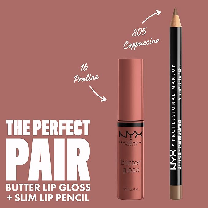 NYX PROFESSIONAL MAKEUP Butter Gloss, Non-Sticky Lip Gloss - Praline (Deep Nude)-Velvo Beauty