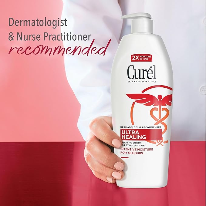 Curel Ultra Healing Intensive Fragrance-Free Lotion For Extra-Dry Skin, Dermatologist Recommended, Ideal for Sensitive Skin, Cruelty Free, Paraben Free, 20 Oz-Velvo Beauty