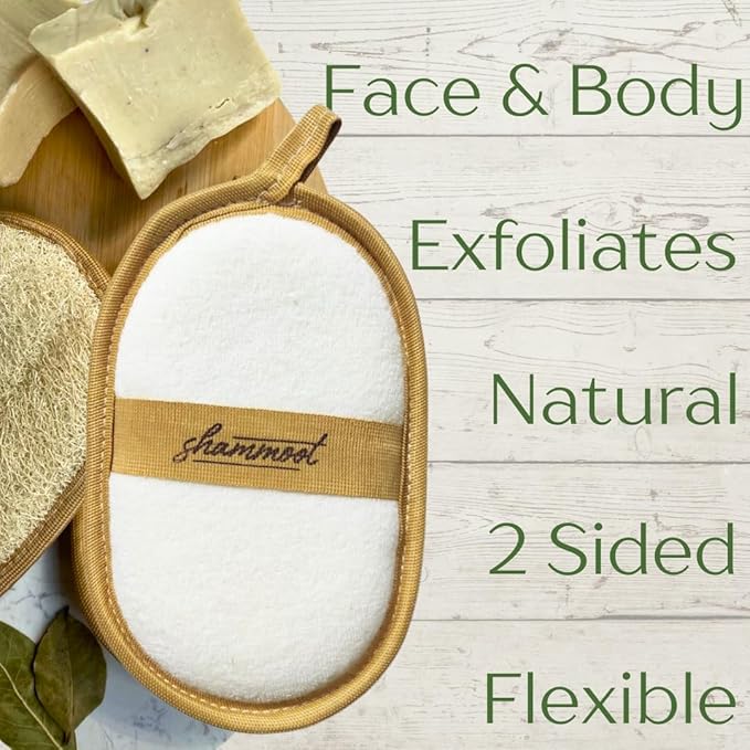 Natural Loofah Exfoliating Body Scrubber – Jordanian Natural Loofah Sponge Exfoliates Face & Body for Healthier Skin – 2-Sided Lufas for Men & Women – Body Wash Scrubber (Pack of 2)-Velvo Beauty