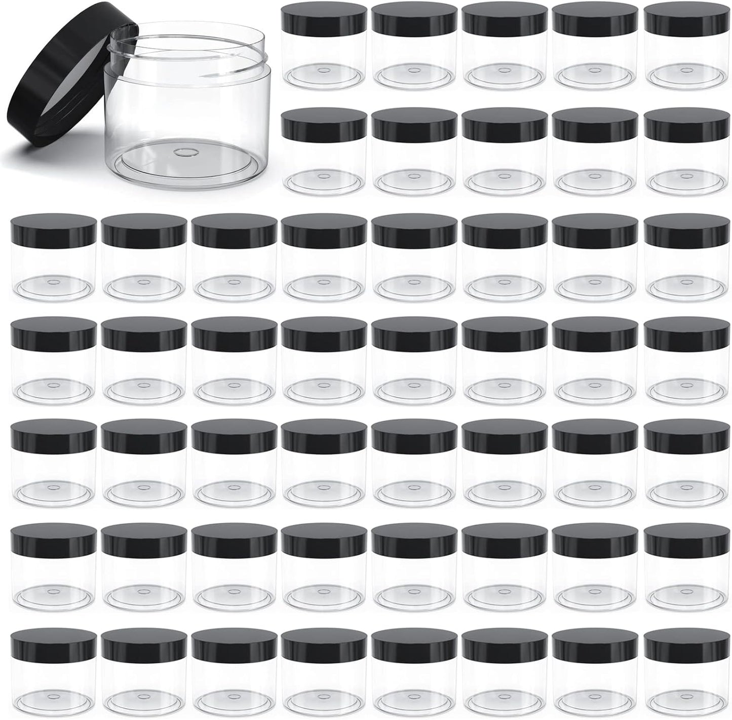 50 Pieces 4oz Plastic Jars with Lids Clear Round Cosmetic Container Empty Storage Jars for Makeup,Jewelry,Samples,Travel Storage-Velvo Beauty