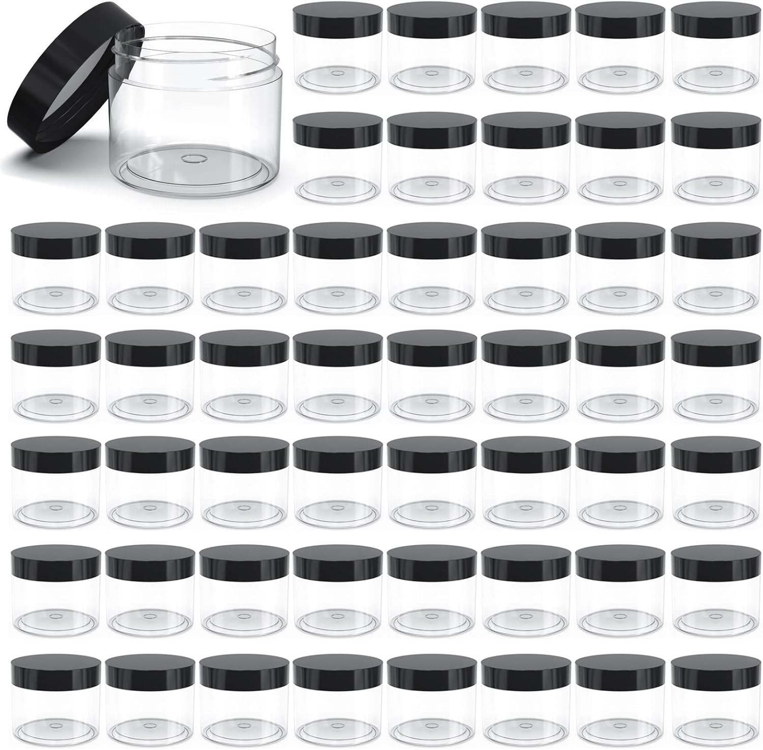 50 Pieces 4oz Plastic Jars with Lids Clear Round Cosmetic Container Empty Storage Jars for Makeup,Jewelry,Samples,Travel Storage-Velvo Beauty
