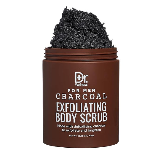 Dr. Wellness Body Scrub for Men- Ultimate Exfoliating Scrub Infused with Charcoal, Men’s Body Wash in Jar with Twist Top, 23 oz, For All Skin Types-Velvo Beauty
